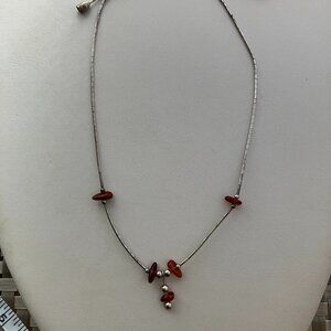 Amber Native Liquid Silver Necklace 16”